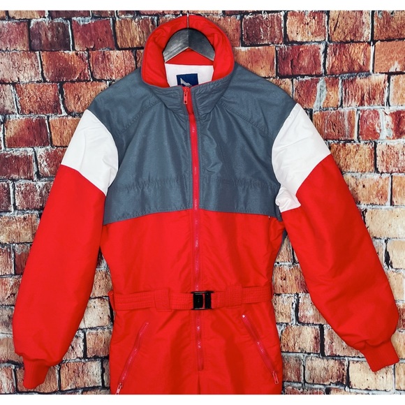 Vtg 80s Serac Tactel One Piece Ski Suit Snow Bib Snowsuit Retro Women’s 40 US 8 - Picture 2 of 8